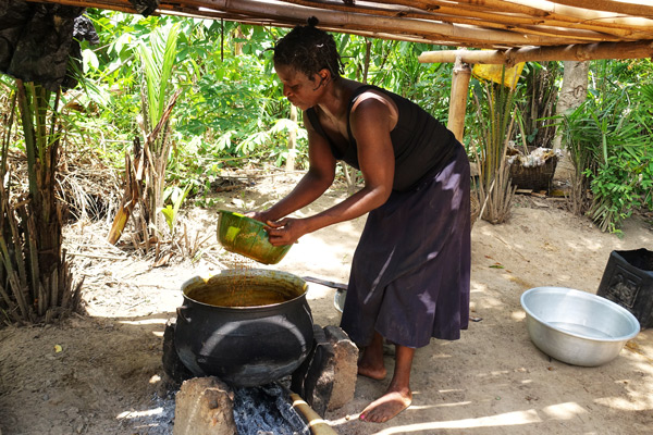 Extracting process of palm oil from the paste (kernels and fibres)