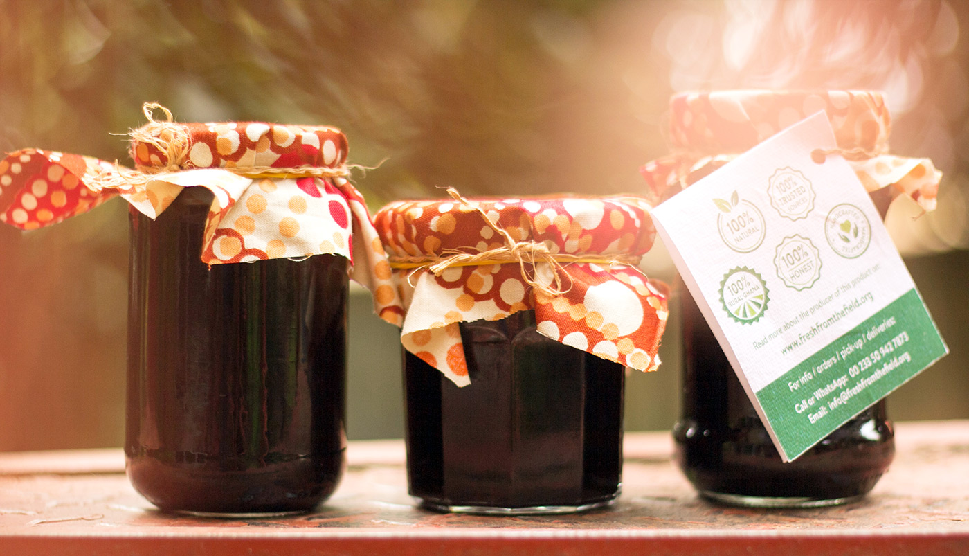 Hibiscus Jam produced by Philo in Liati Wote, Volta Region, Ghana